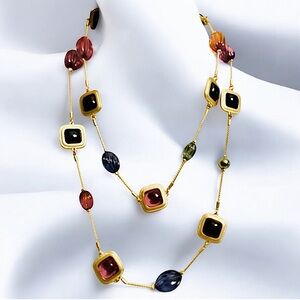 EXQUISITE 1950 Louis Dell Olio Designed Austrian Crystals 24" Station Necklace.